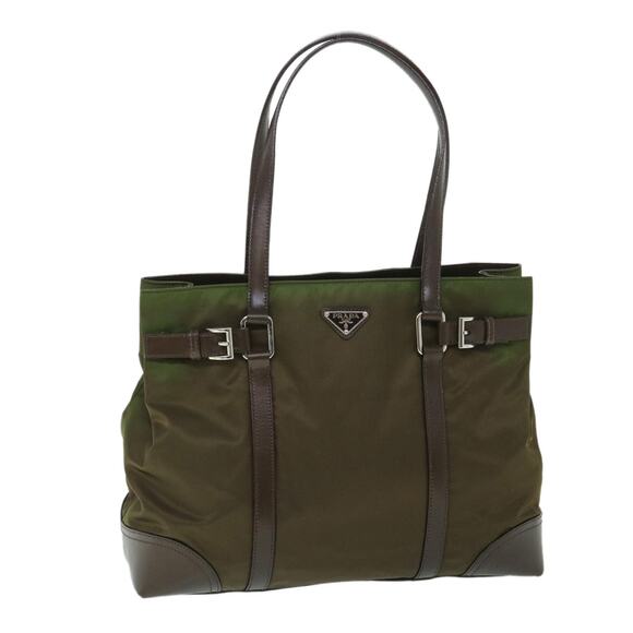 PRADA Shoulder Bag Nylon Leather Green - Picture 1 of 13